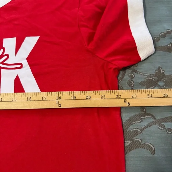 Victoria's Secret PINK Red White Short Sleeve Campus Ringer Tee Shirt Size Large - Picture 8 of 9